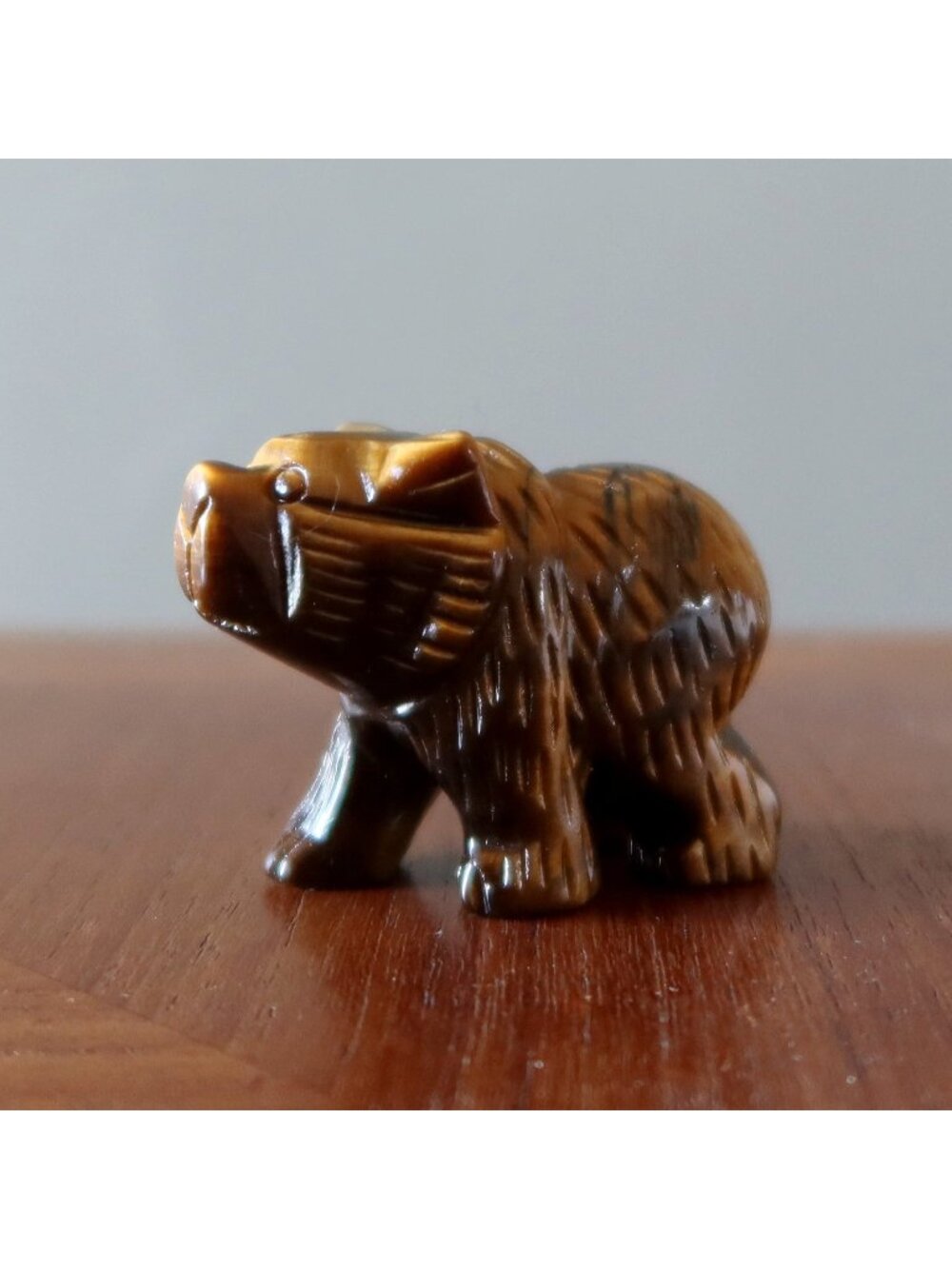 Tigers Eye Bear Fearless Friend Brown Grizzly Animal Carving Gemstone